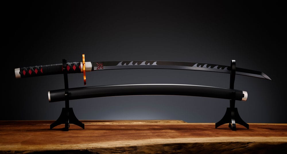 Demon Slayer: Kimetsu no Yaiba Replica 1:1 Nichirin Sword (Tanjiro Kamado) Kyojuro Rengoku´s Sword Gueard Ver. 88 cm
