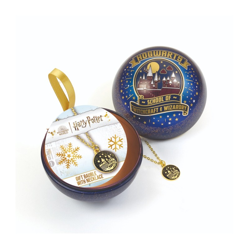 Pallina di Natale Harry Potter Blu con collana Hogwarts