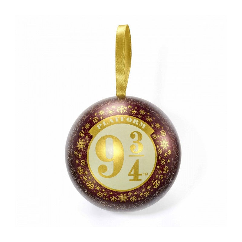 Pallina di Natale Harry Potter con collanina binario 9 3/4 placcata argento