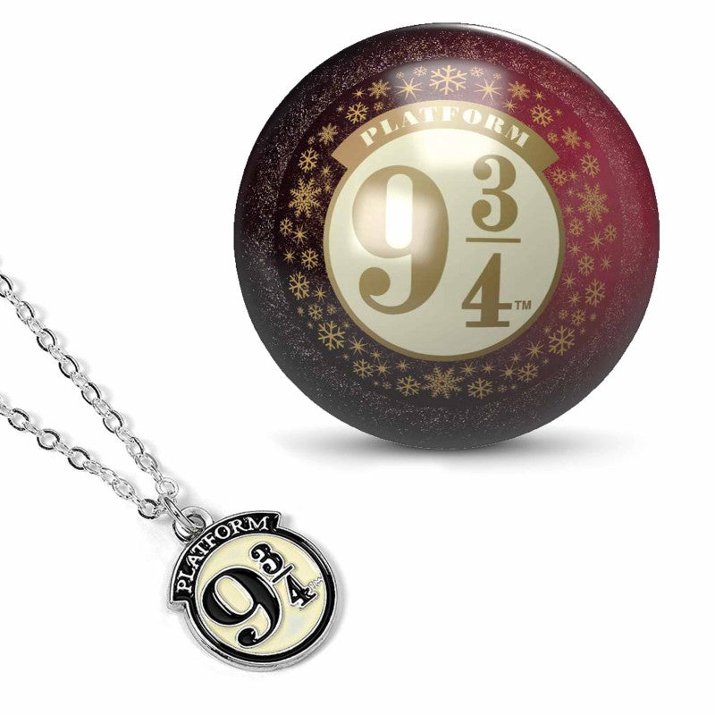 Pallina di Natale Harry Potter con collanina binario 9 3/4 placcata argento