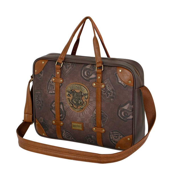 Borsa Porta PC Harry Potter Hogwarts in Ecopelle marrone