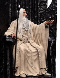 Statua del Signore degli Anelli 1/6 Saruman il Bianco sul Trono 110 cm LOTR