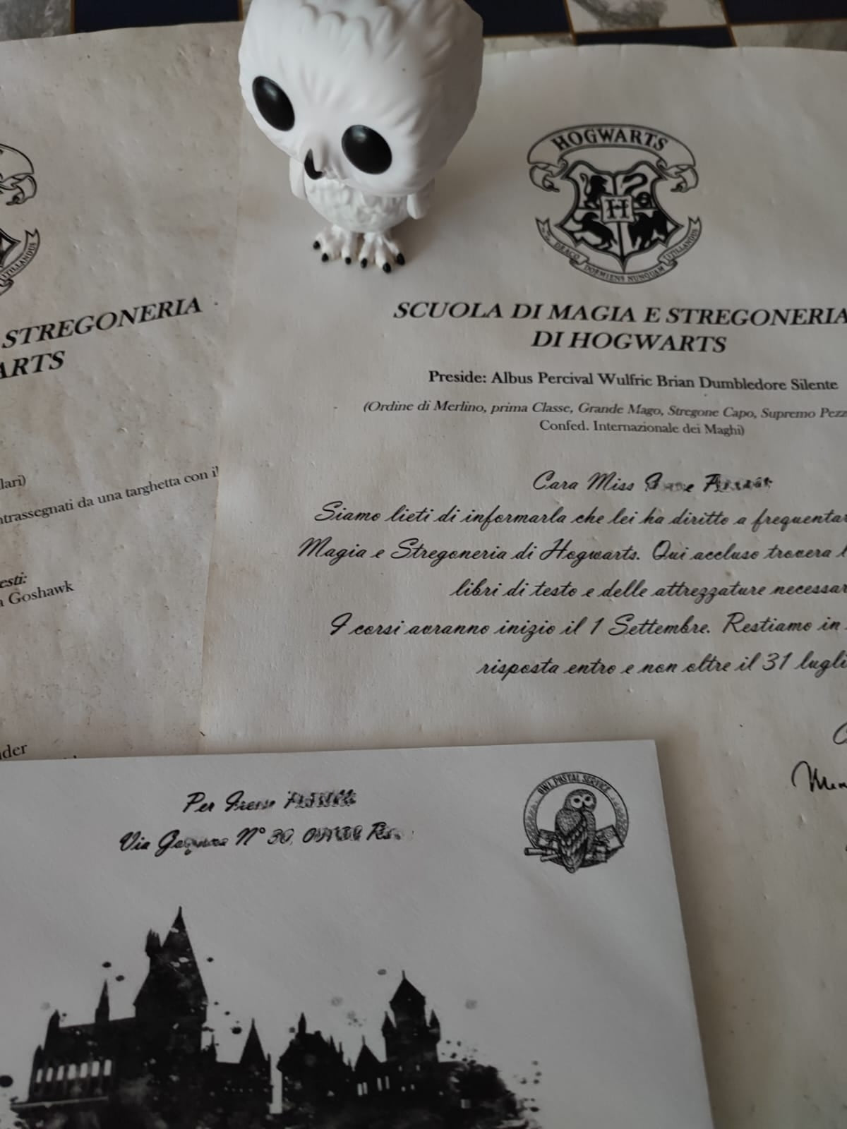 Lettera d'ammissione Hogwarts personalizzata Harry Potter