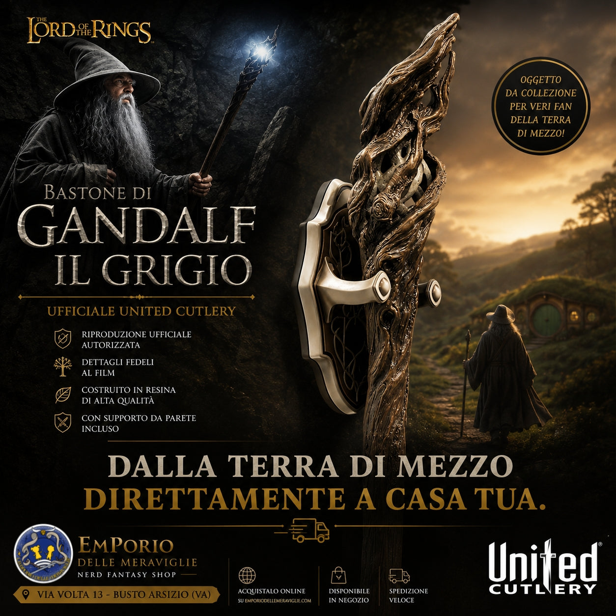 Bastone di Gandalf il grigio Lo hobbit Lotr Il signore degli anelli